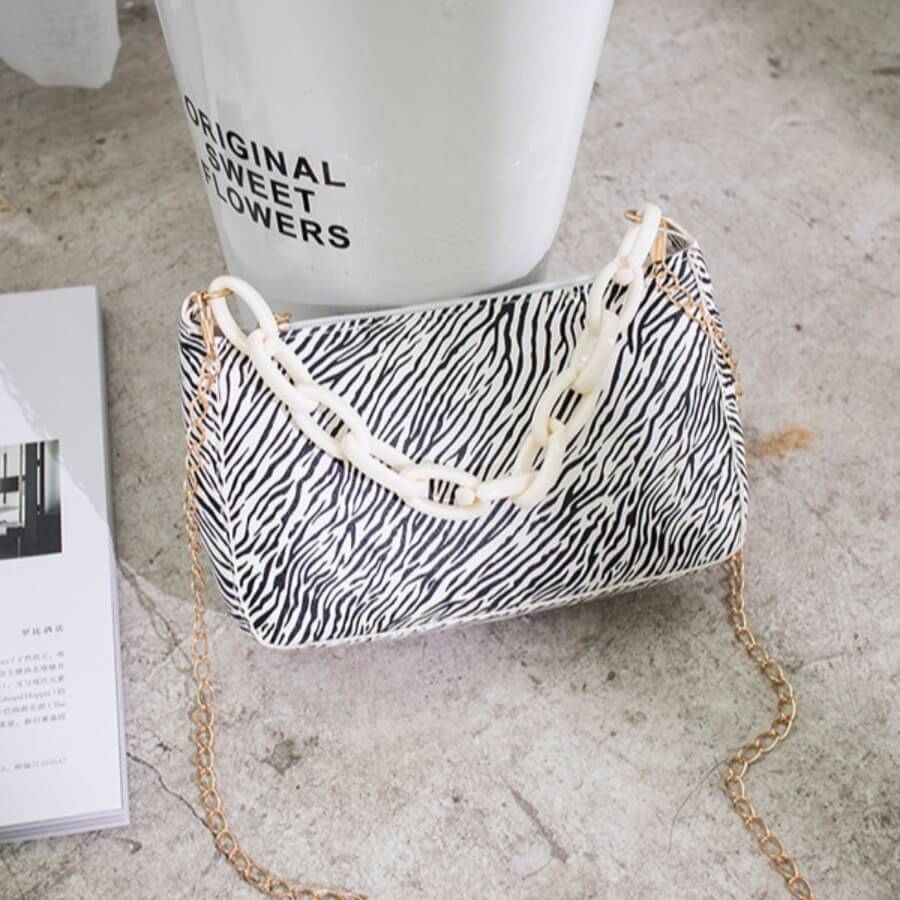 

Lovely Stylish Striped Print White Crossbody Bag