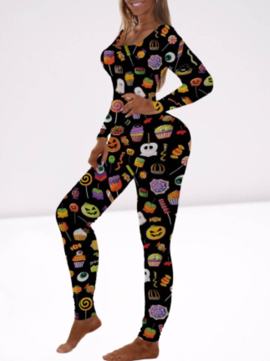 

Lovely Leisure U Neck Print Skinny Multicolor Sleepwear, Multi