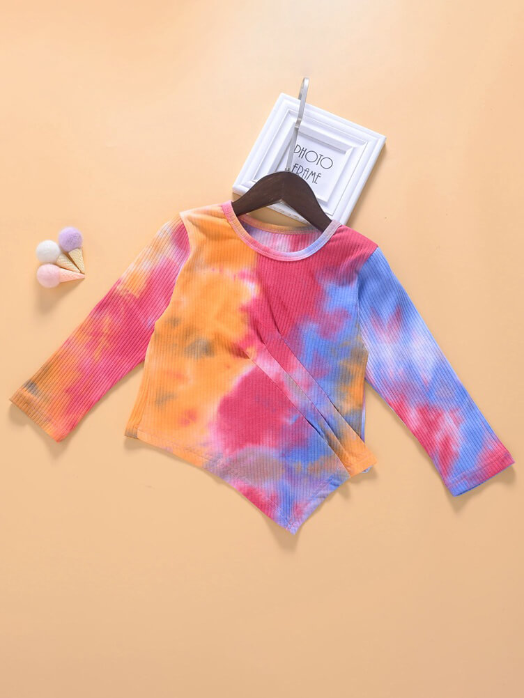 

Lovely Stylish O Neck Tie-dye Multicolor Girl Blouse, Multi