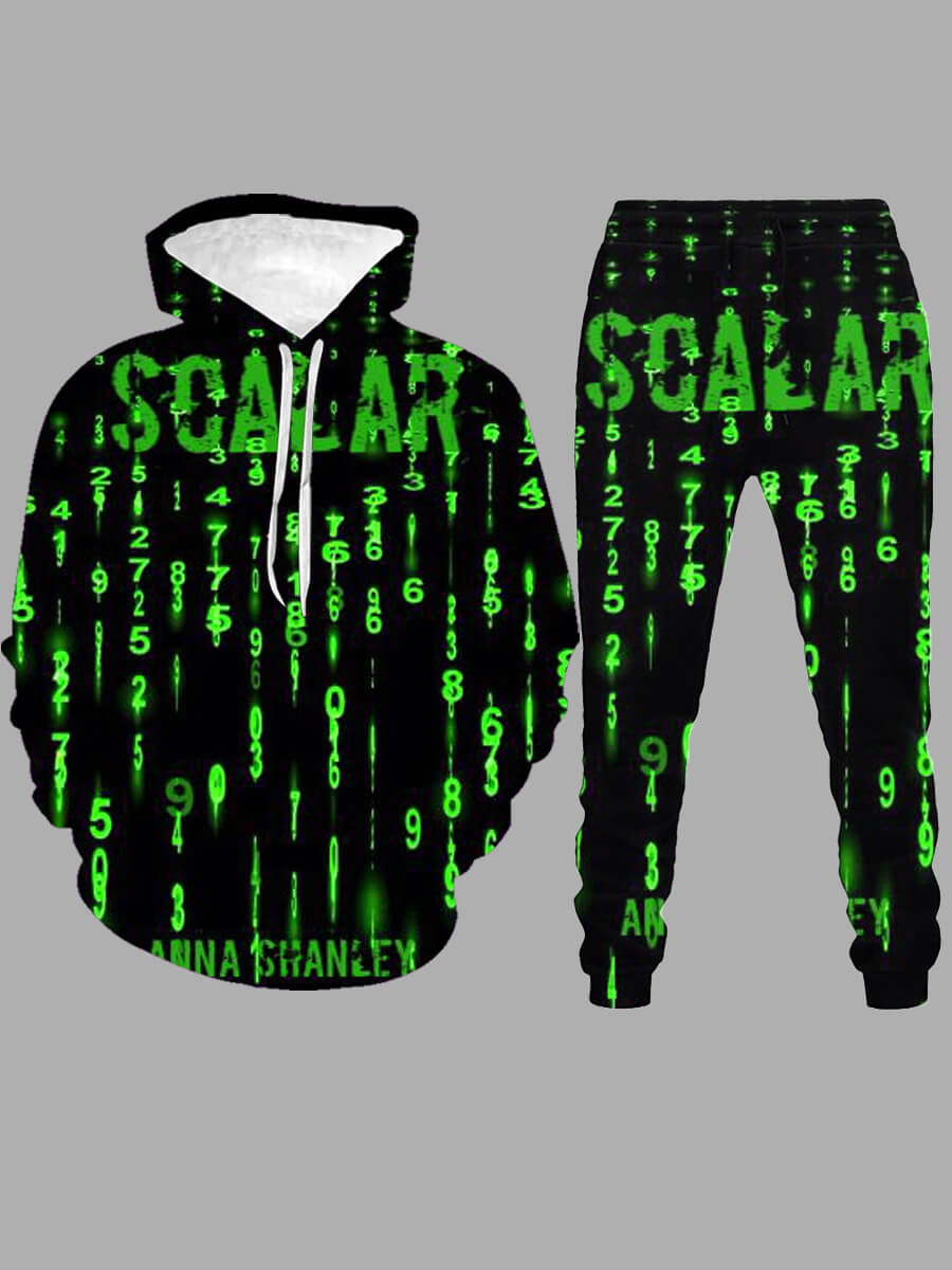 

Lovely Street Hooded Collar Letter Print Black Men Two-piece Pants Set