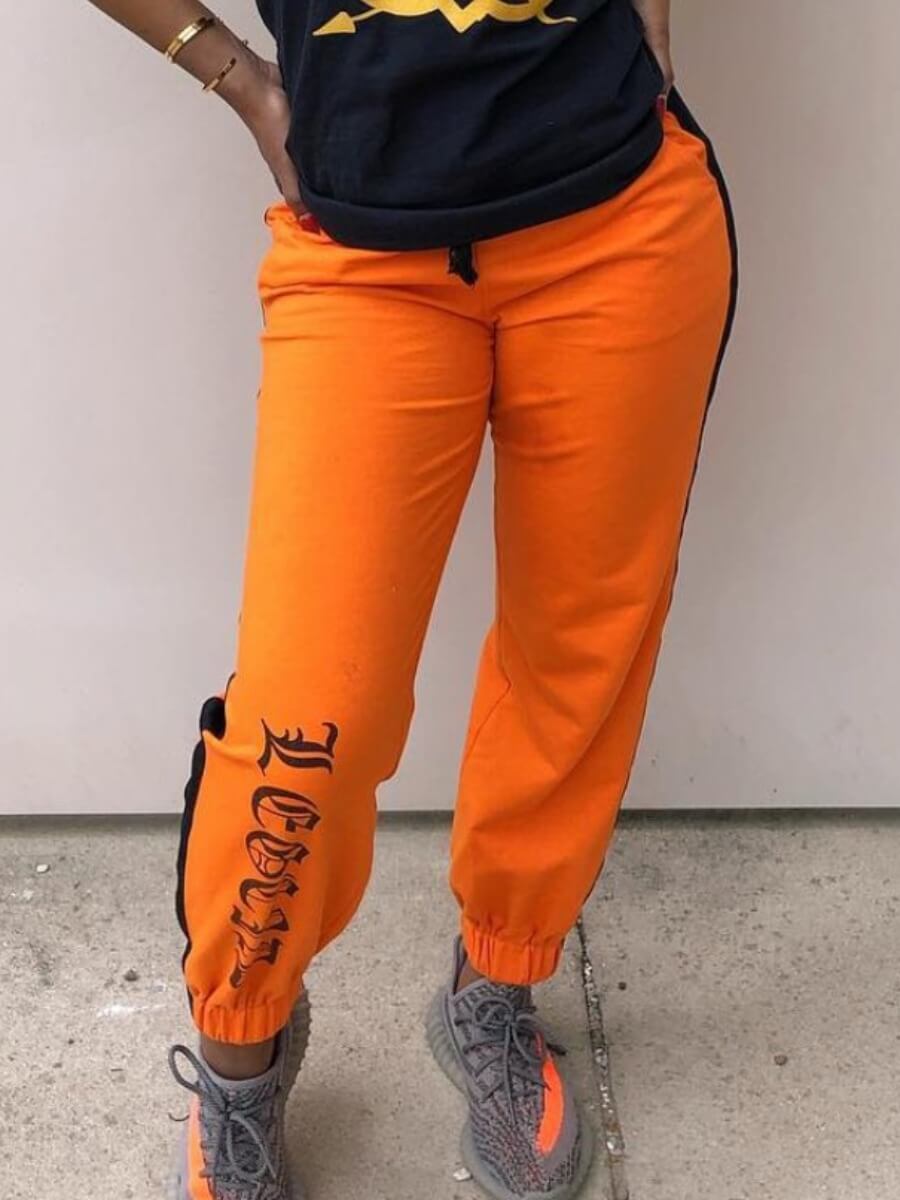 

Lovely Sportswear Letter Print Croci Pants