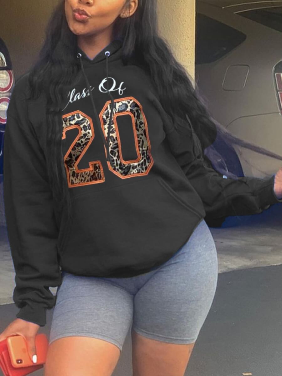 LovelyWholesale Street Hooded Collar Print Black Hoodie Fall Street Graffiti Element Round Neck Spring Summer 2024