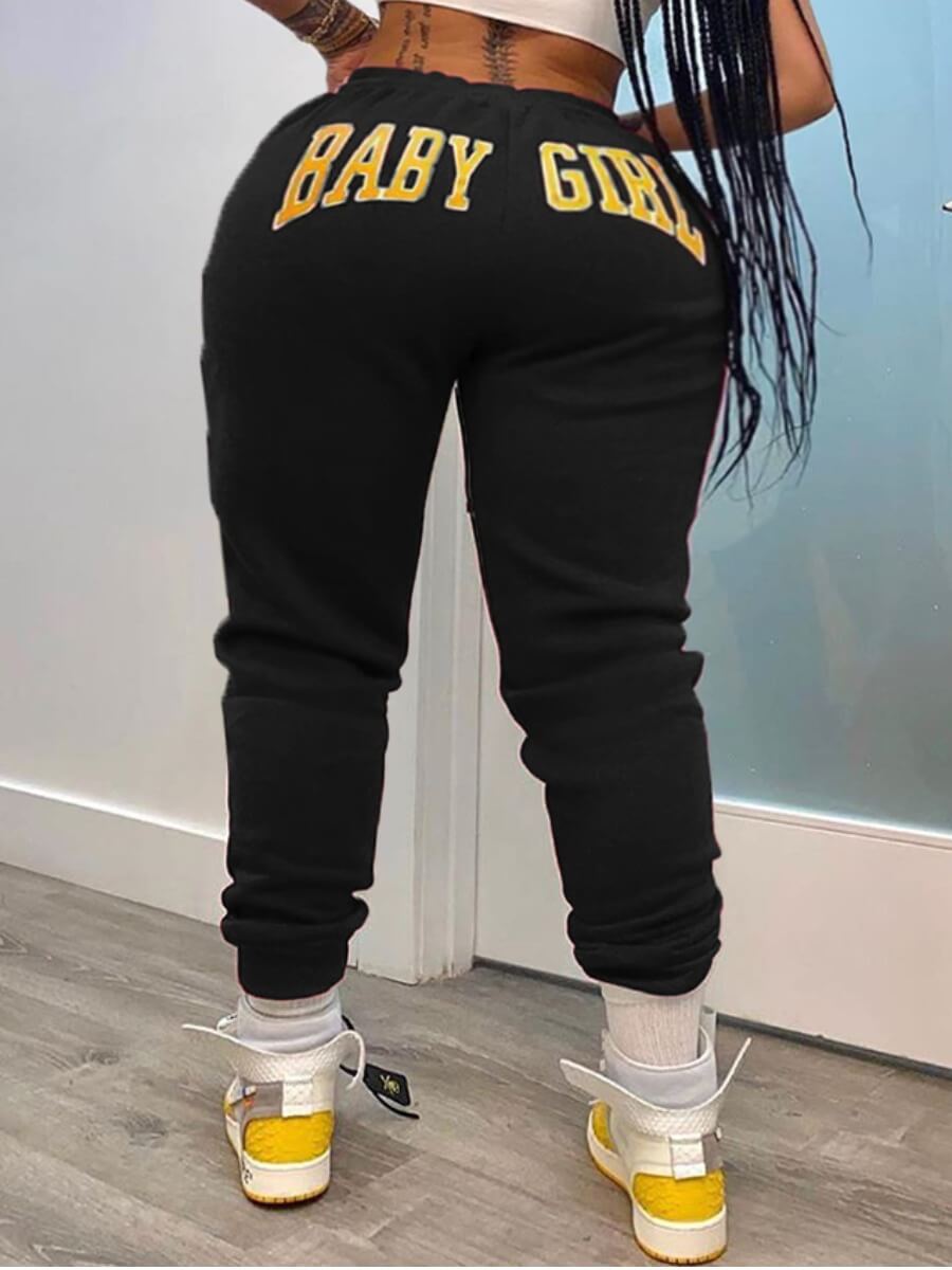 

Lovely Casual Letter Print Black Plus Size Pants