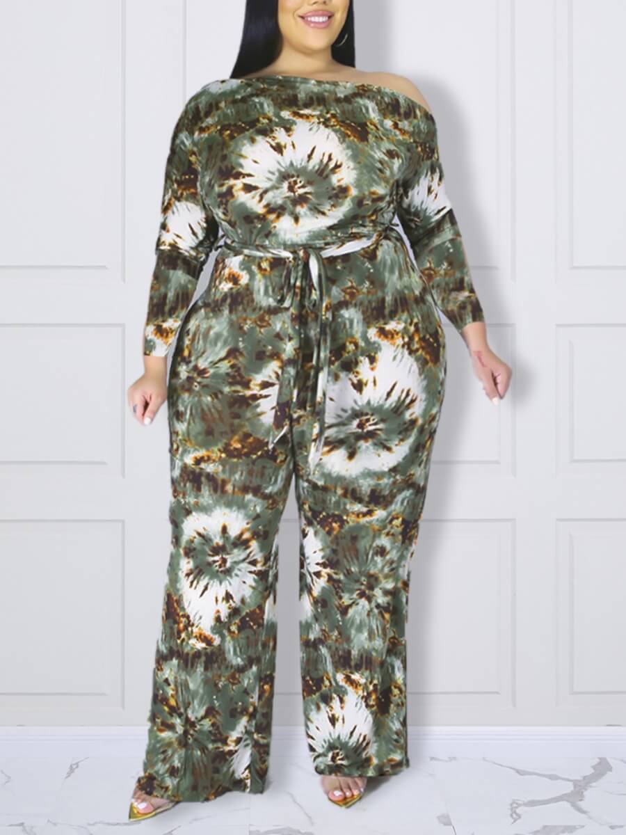 

Lovely Stylish Tie-dye Grey Plus Size One-piece Jumpsuit