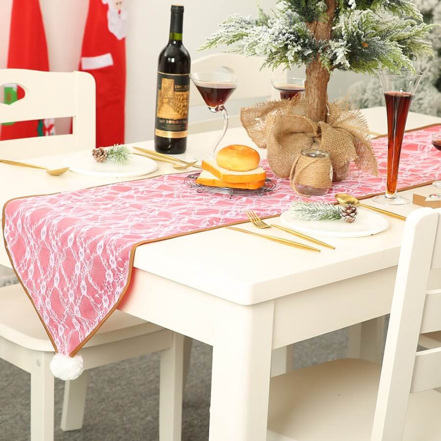 

Lovely Christmas Day Print Pink Table Linens