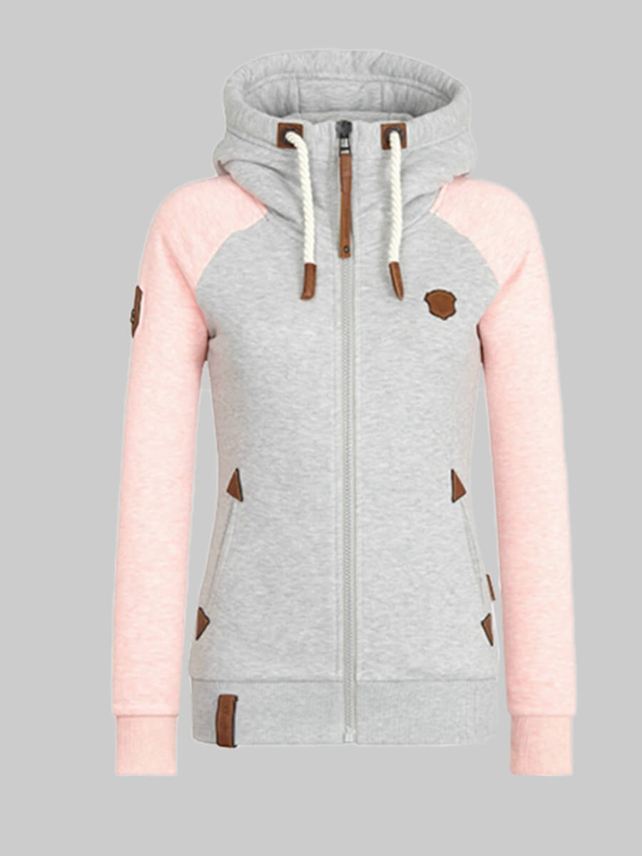 

Lovely Casual Hooded Collar Patchwork Pink Plus Size Hoodie