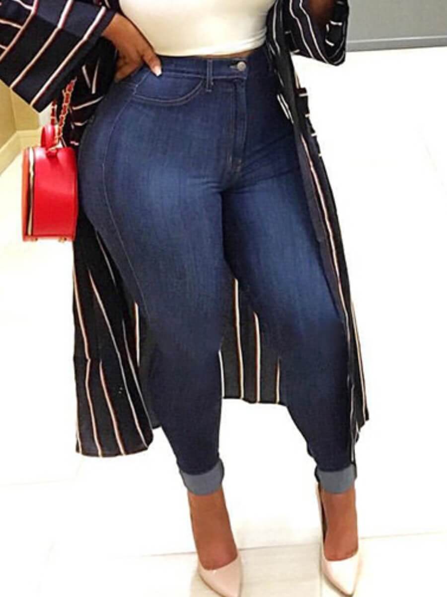 

Lovely Casual Basic Skinny Deep Blue Jeans