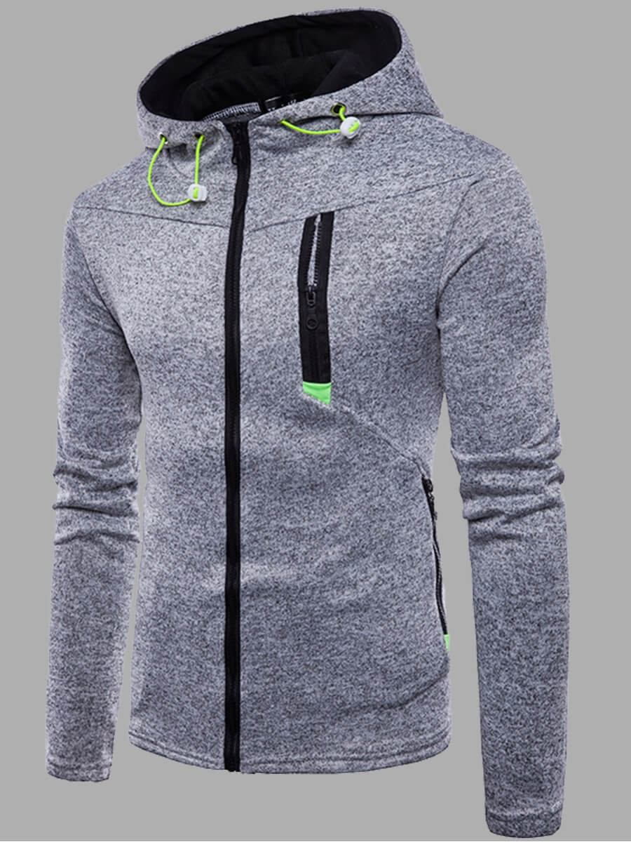 

Lovely Casual Hooded Collar Zipper Design Grey Men Hoodie