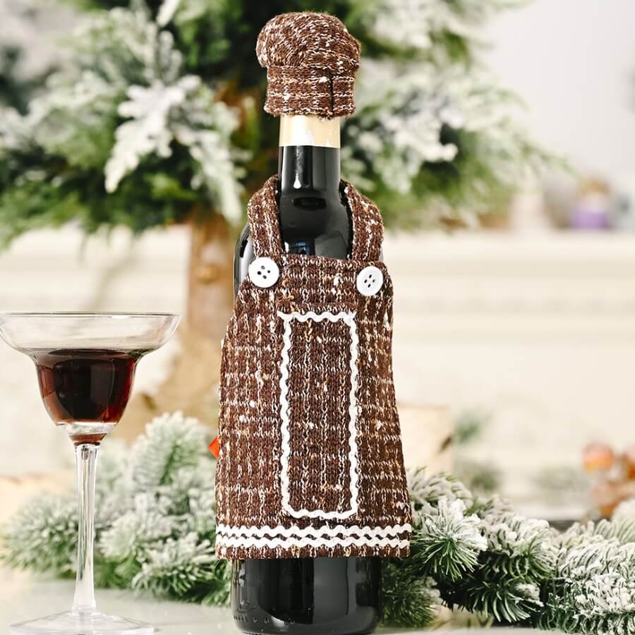 

Lovely Trendy Patchwork Brown Decorative Wine Bag