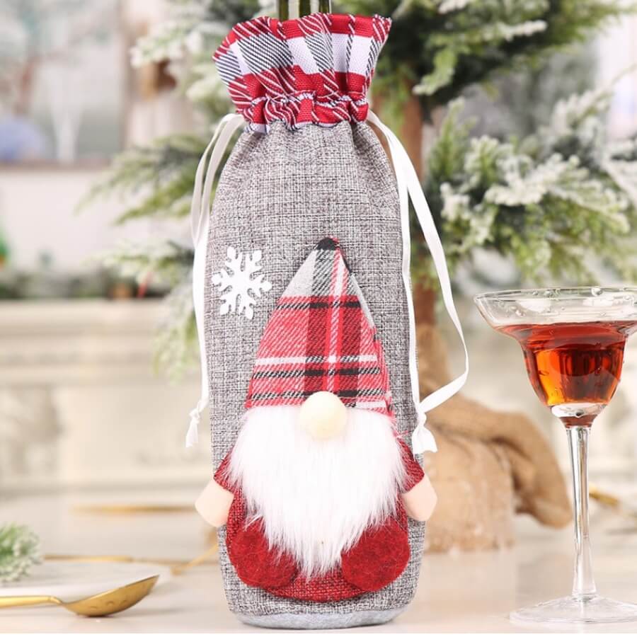 

Lovely Christmas Day Cartoon Print Grey Wine Bag