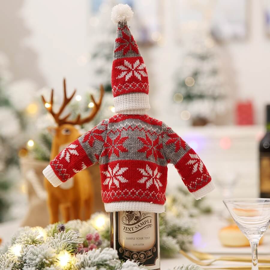 

Lovely Christmas Day Cartoon Grey Decorative Wine Bag