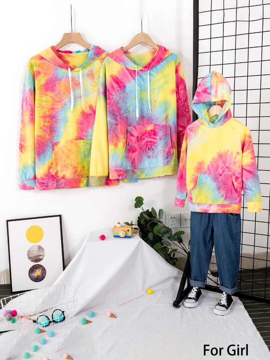 

Lovely Family Hooded Collar Tie-dye Girl Hoodie, Girls