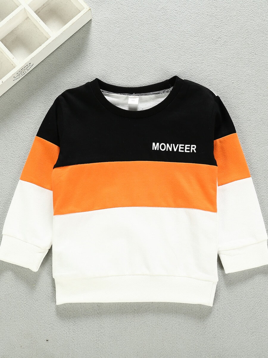 

Lovely Casual O Neck Patchwork Black Boy Hoodie
