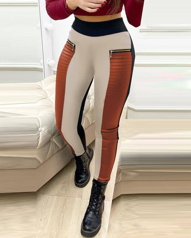 

Lovely Casual Patchwork Brown Pants
