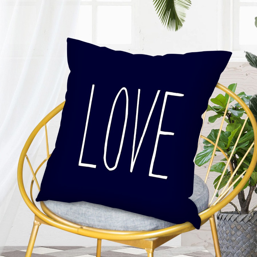 

Lovely Cosy Letter Print Deep Blue Decorative Pillow Case
