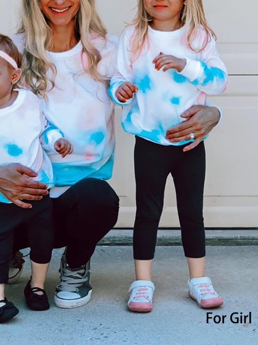 

Lovely Family O Neck Tie-dye Girl Hoodie, Girls