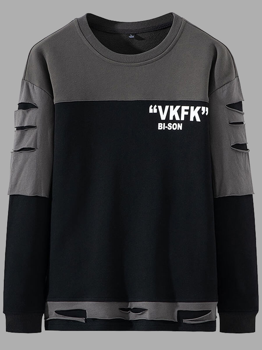 

Lovely Leisure O Neck Print Patchwork Black Men Hoodie