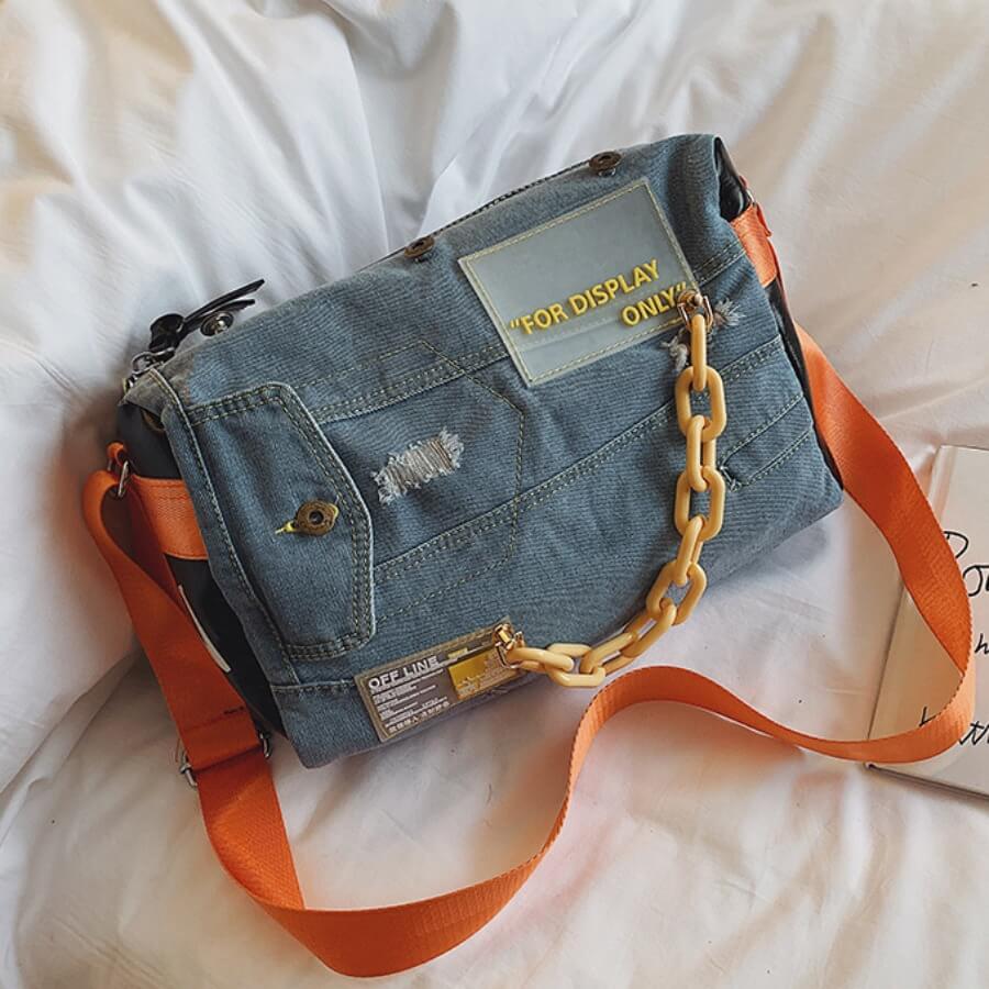 

Lovely Casual Patchwork Orange Messenger Bag