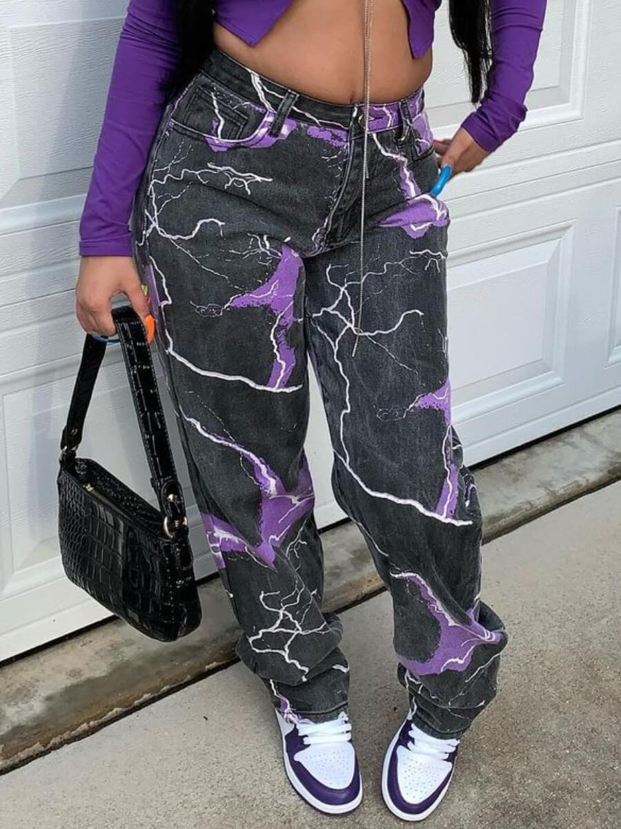 

Lovely Street Tie-dye Purple Pants