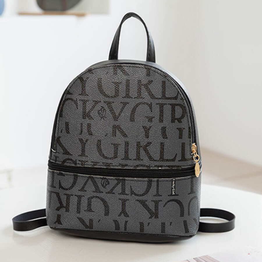 LovelyWholesale Faux Leather Letter Print Backpack All Seasons Casual Basic Spring Summer 2024
