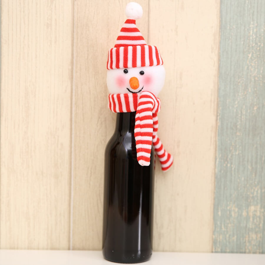 

Lovely Christmas Day Cartoon Red Decorative Wine Bag