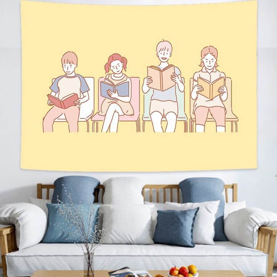 

Lovely Chic Cartoon Print Yellow Decorative Wall Cloth