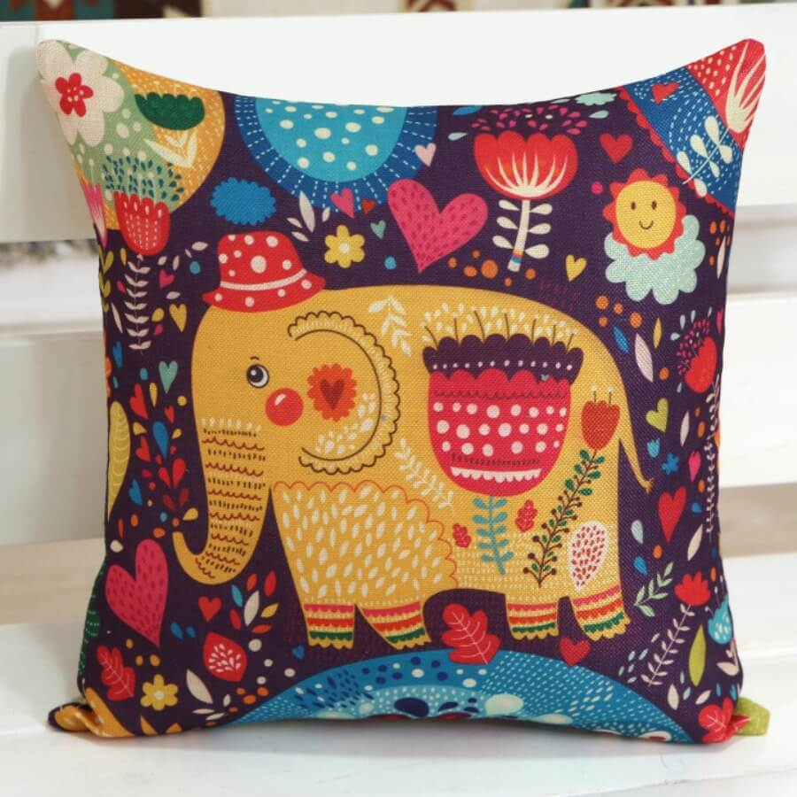 

Lovely Trendy Cartoon Print Multicolor Decorative Pillow Case, Multi