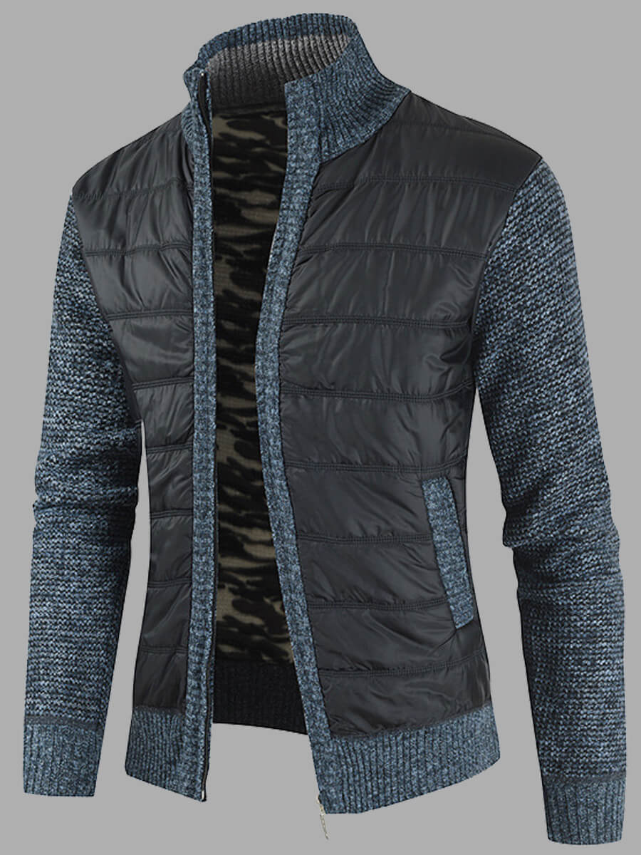 

LW Casual Zipper Design Patchwork Blue Men Jacket