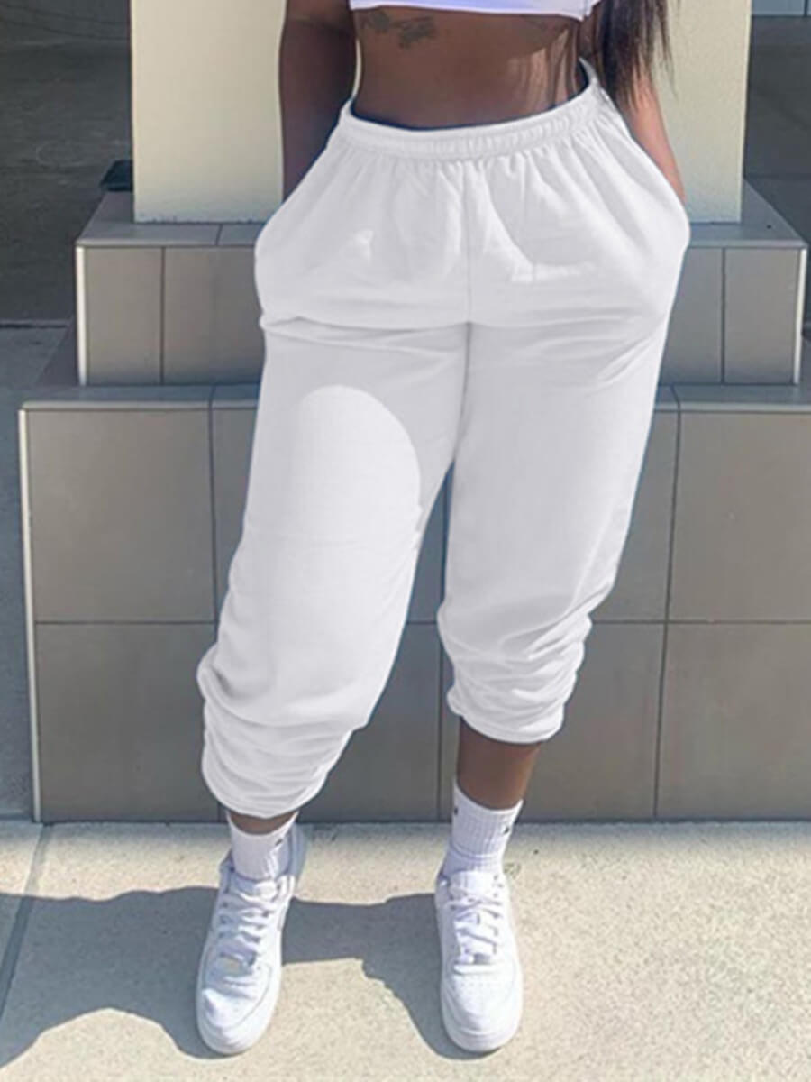 

Lovely Casual Basic White Pants