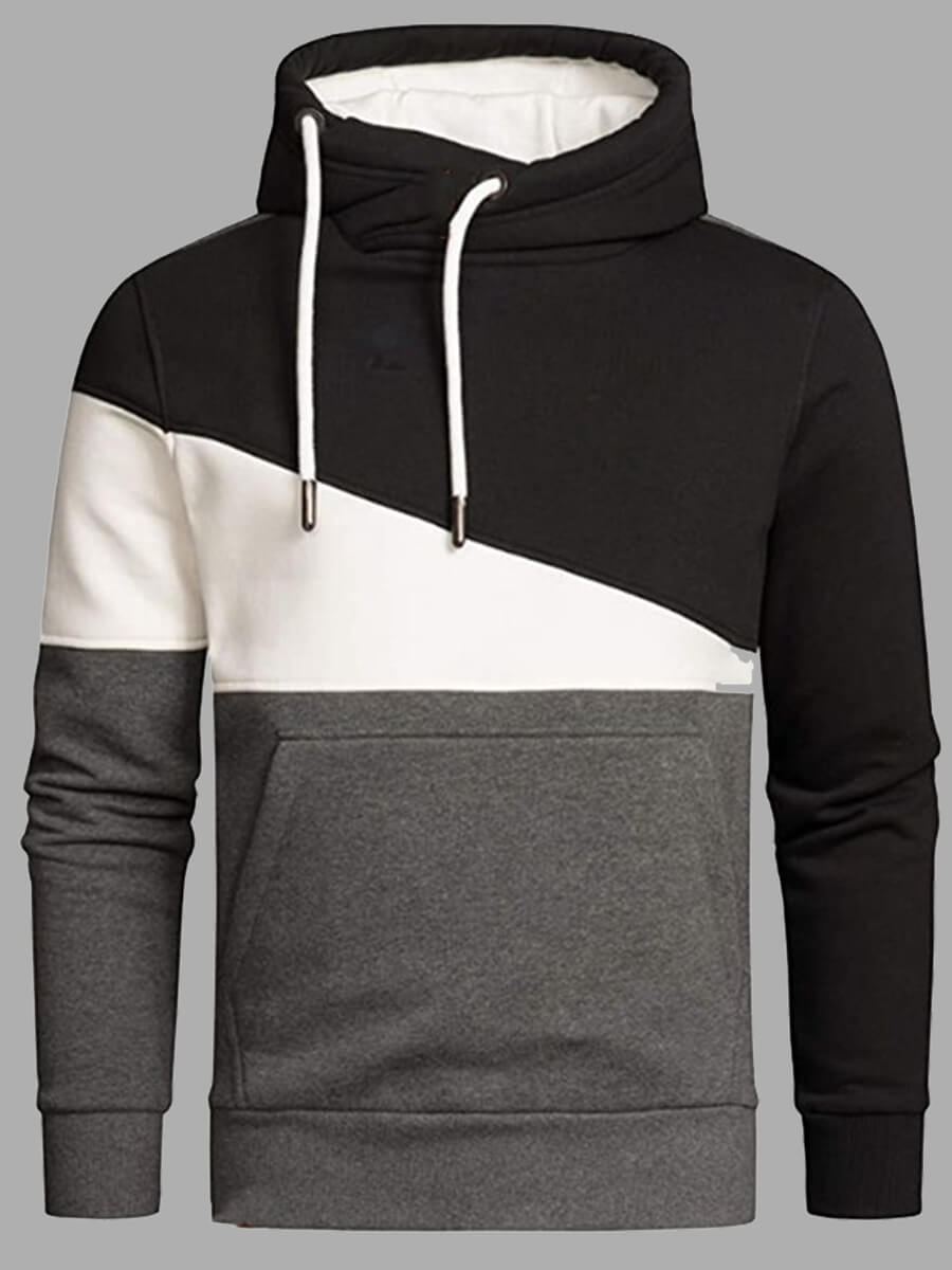 

Lovely Leisure Hooded Collar Patchwork Black Men Hoodie