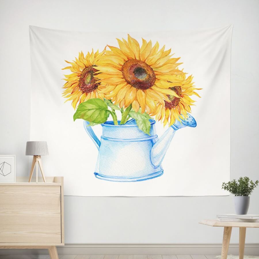 

Lovely Healthy Fashion Sunflower Print Blue Decorative Wall Cloth
