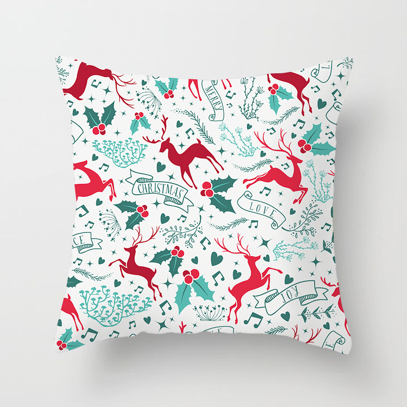 

Lovely Christmas Print White Decorative Pillow Case