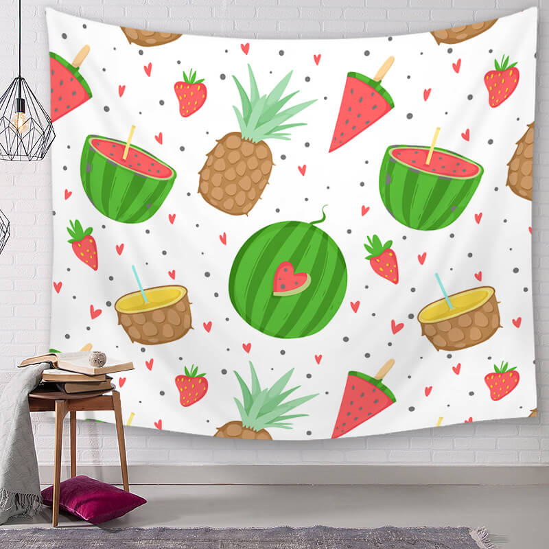 

Lovely Trendy Fruit Print Green Decorative Wall Cloth