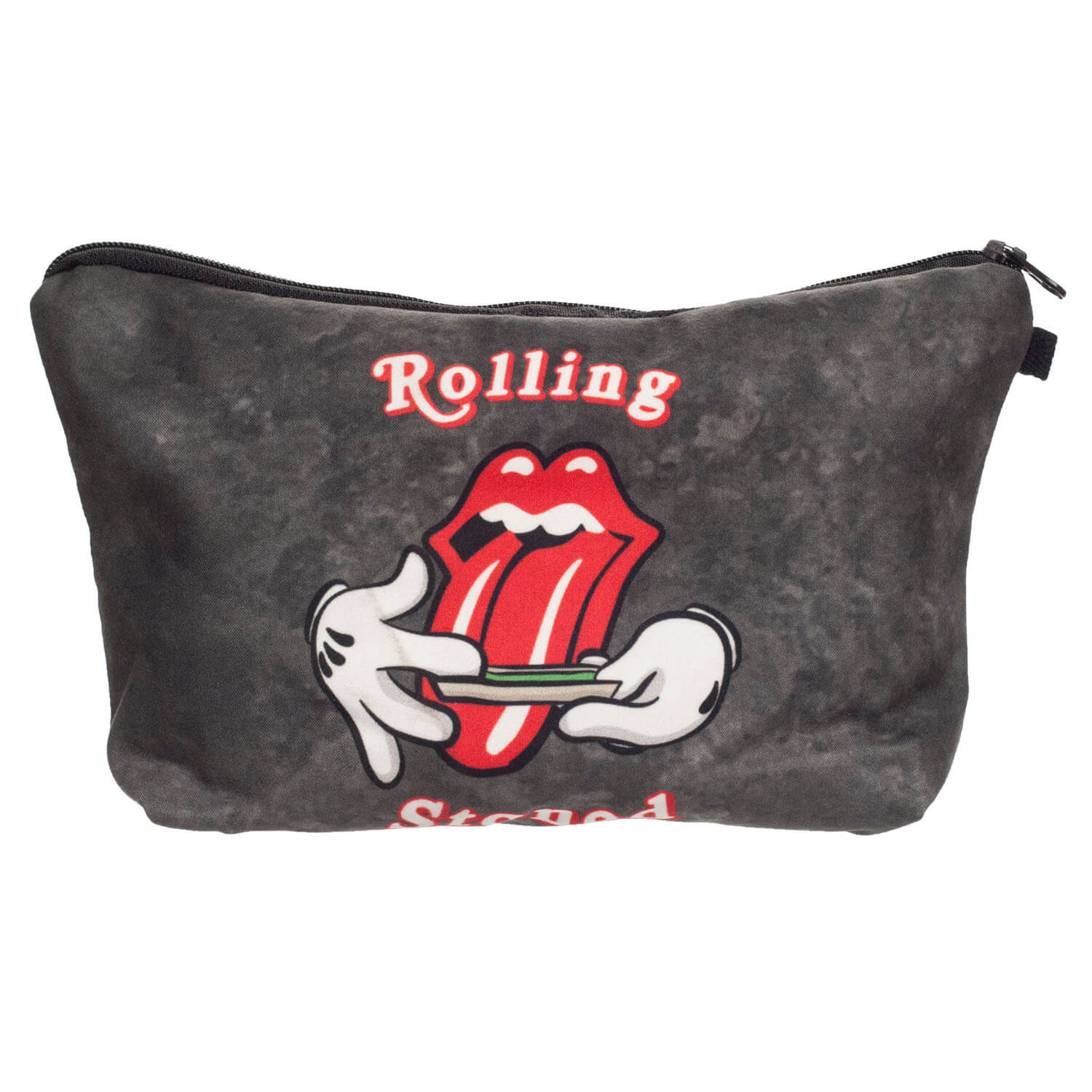 

Lovely Trendy Lip Print Black Grey Makeup Bag, Grey black