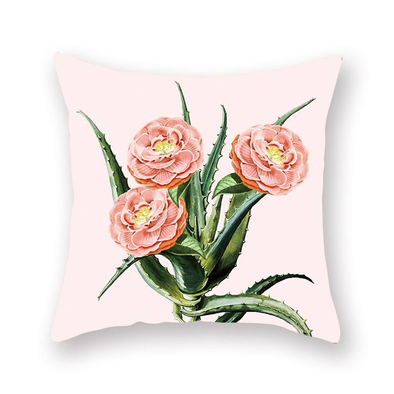 

Lovely Stylish Plants Print Pink Decorative Pillow Case