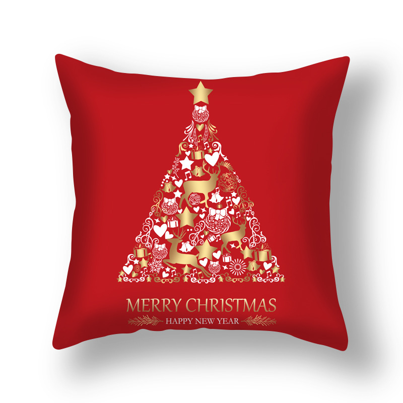 

Lovely Christmas Print Red Decorative Pillow Case