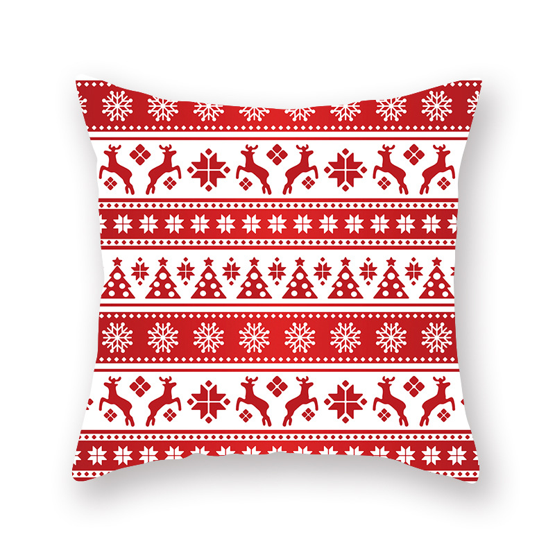 

Lovely Christmas Print Red Decorative Pillow Case