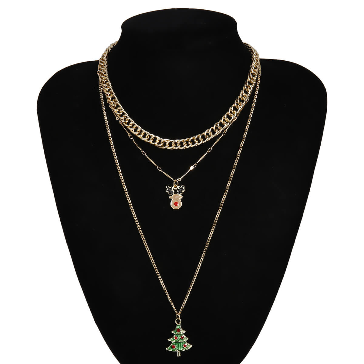 

Lovely Stylish Christmas Tree Gold Necklace