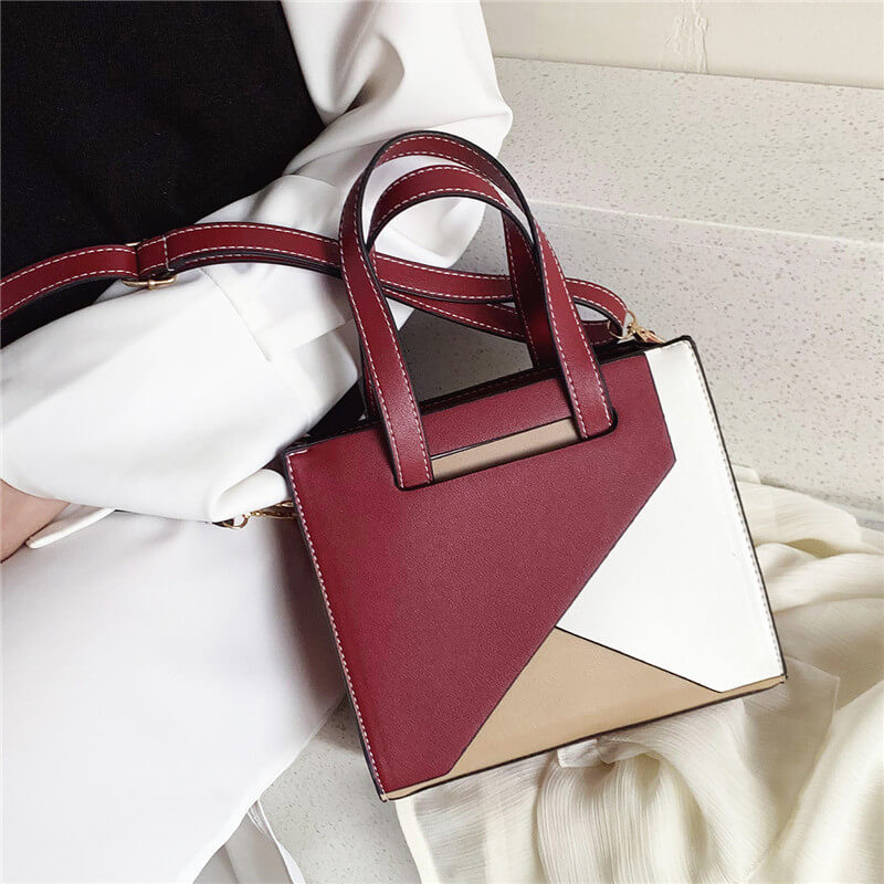 

Lovely Casual Patchwork Wine Red Crossbody Bag