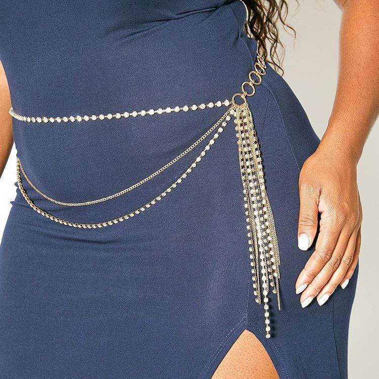 

Lovely Trendy Tassel Design Gold Body Chain