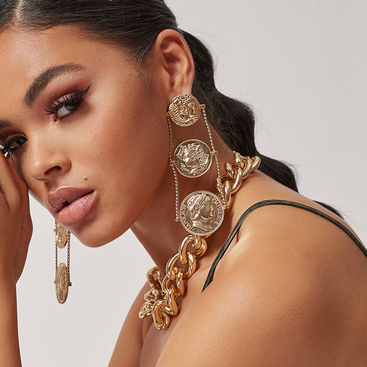 

Lovely Chic Patchwork Gold Earring