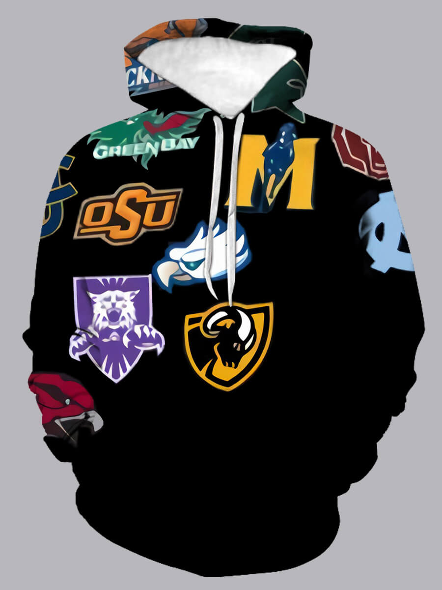 

Lovely Street Hooded Collar Print Black Men Hoodie