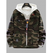 Lovely Men Casual Turndown Collar Camo Print Denim