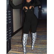Lovely Sexy Hollow-out Black One-piece Jumpsuit