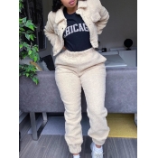 Lovely Stylish Turndown Collar Pocket Patched Whit