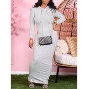 Lovely Casual Hooded Collar Basic Grey Ankle Lengt