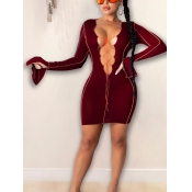 Lovely Sexy Deep V Neck Bandage Design Patchwork W