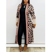 Lovely Casual Leopard Print Loose Long Coat