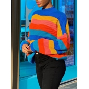 LW Street O Neck Rainbow Striped Multicolor Sweate