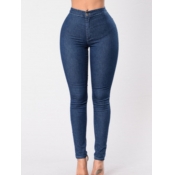 Lovely Casual Basic Skinny Deep Blue Jeans